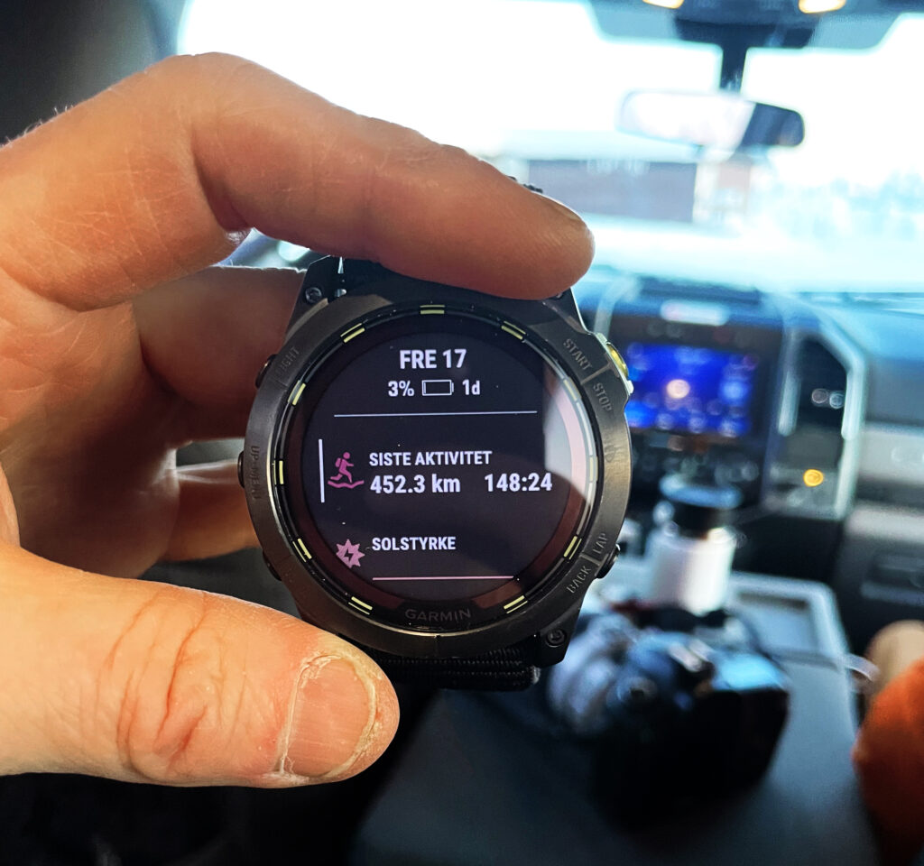 Klokka mi for ultraløp har vore igjennom 450 km med førti minusgrader på vintertid i Yukon.